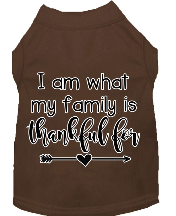 I Am What My Family is Thankful For Screen Print Dog Shirt Brown Med